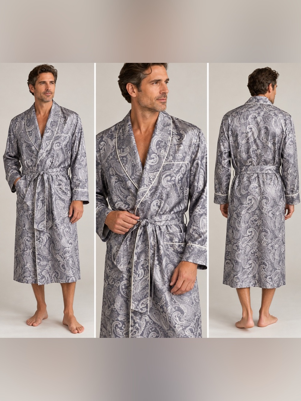 Turnbull & Asser 100% Silk Paisley Dressing Gown Robe Made in England